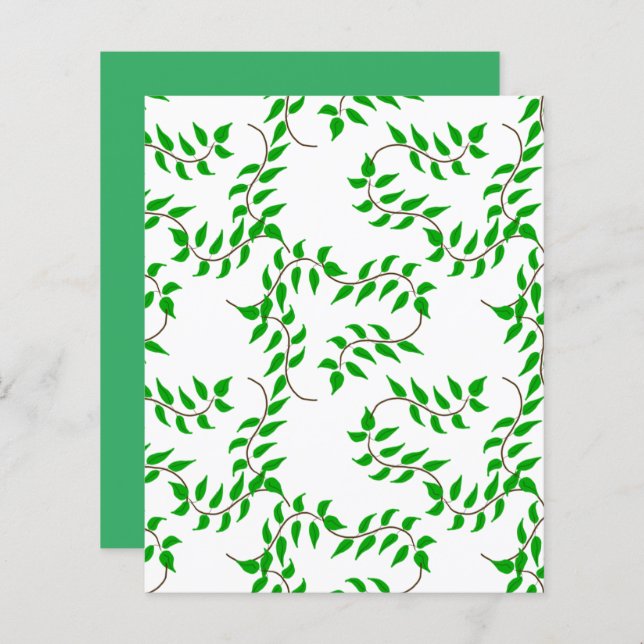 Green vines on white scrapbook paper (Front/Back)