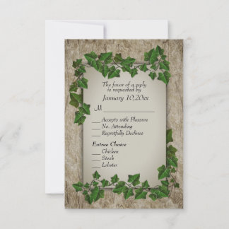 Green Vines on Wood RSVP with Entree Choices