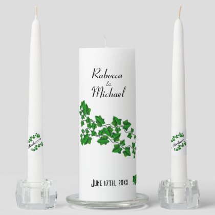 Green Vines Wedding Unity Candle Set