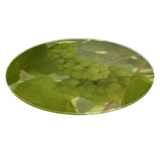 Green vineyard round glass cutting board