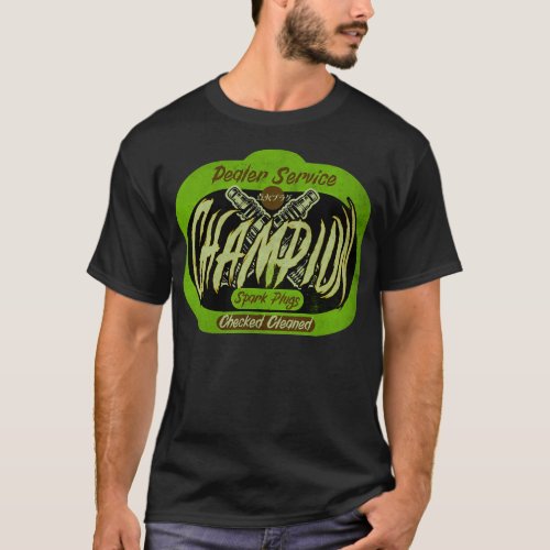 Green Vintag Spark Plug Sign T_Shirt