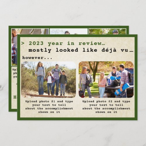 Green Vintage 2021 Year in Review Family Photo Holiday Card