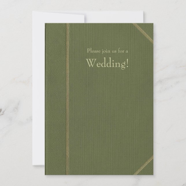 Green Vintage Book Wedding Invitation (Front)
