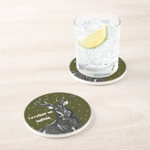 Green Vintage Buck Coasters Id Rather be Hunting