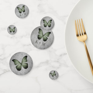 Green Vintage Butterfly Damask Wedding Confetti