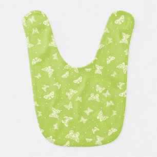 Green vintage butterfly motif pattern baby bib