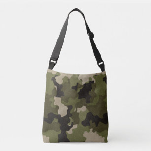 Green Vintage Camo Realistic Grunge Effect Crossbody Bag