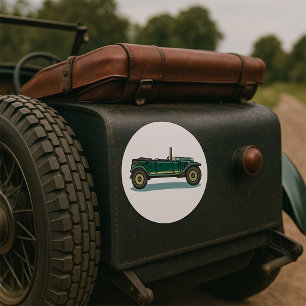 Green Vintage Car Classic Old-Timer Automobile Classic Round Sticker