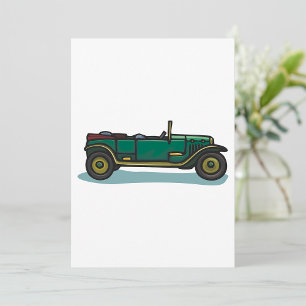 Green Vintage Car Classic Old-Timer Automobile Invitation