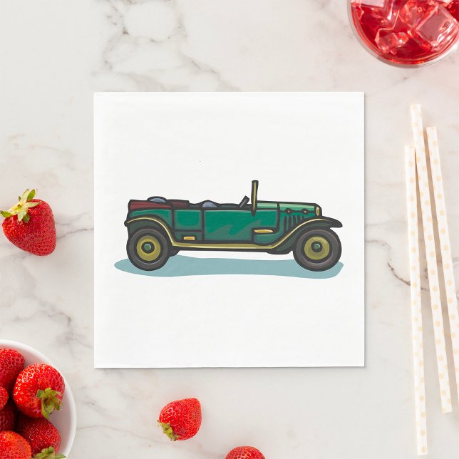 Green Vintage Car Classic Old-Timer Automobile  Napkins (Creator Uploaded)