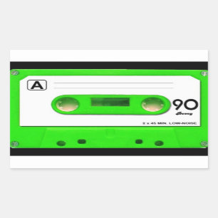 Green Vintage Cassette Music Tape Rectangular Sticker