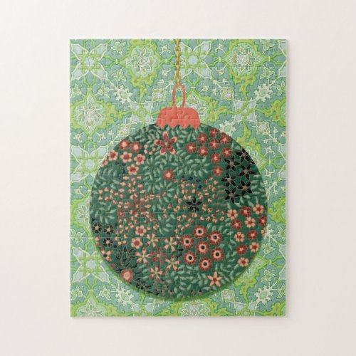 Green Vintage Christmas Ornament Holiday Puzzle