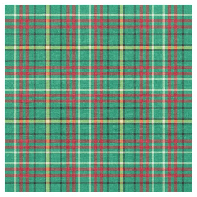 Green Vintage Christmas Plaid Fabric (Close Up)