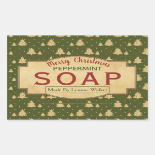 Green Vintage Christmas Tree Peppermint Soap Label
