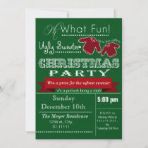 Green vintage Christmas Ugly sweater Party Invites