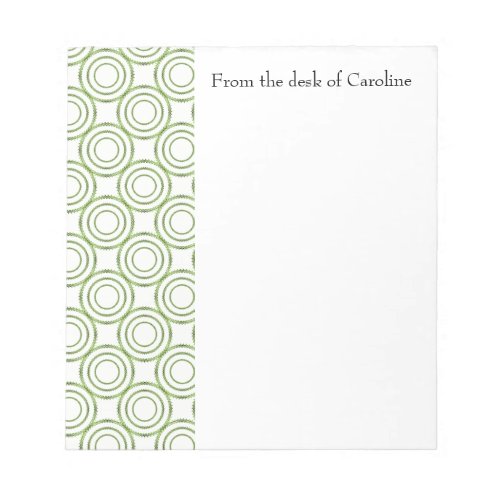 Green Vintage Circle Pattern Personalized Notepad