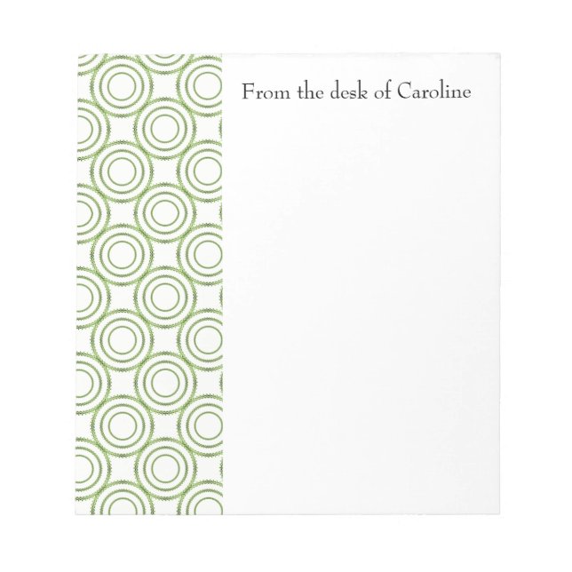 Green Vintage Circle Pattern Personalized Notepad (Front)