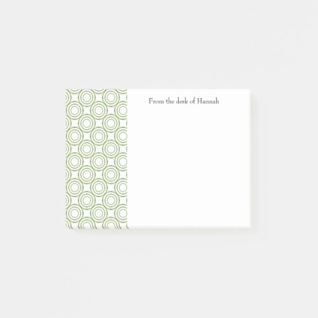 Green Vintage Circle Pattern Personalized Notes (Front)