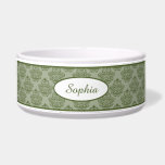 Green Vintage Damask Pattern With Custom Name<br><div class="desc">Elegant green vintage damask pattern background with a personalizable text area for the name of the pet. The font is a lovely script font in green color.</div>