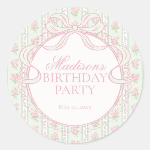 Green Vintage Fancy Floral Birthday Circle Seal