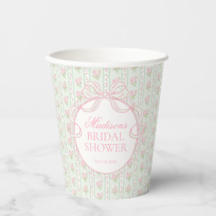Green Vintage Fancy Floral Bridal Shower Paper Cups