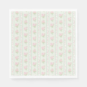 Green Vintage Fancy Floral Party Dessert Napkins