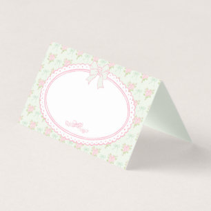 Green Vintage Fancy Floral Place Card Table Decor