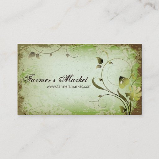 Customizable Green Vintage Farmer's Market Leafy Business Card