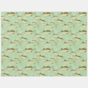 Green Vintage Fishing Fish Rug