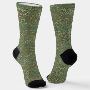 Green Vintage Floral Morris Flowers Pattern Socks