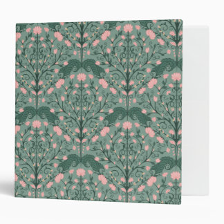 Green Vintage Floral Vine Pattern 3 Ring Binder