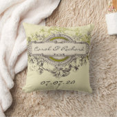 Green Vintage Floral Wedding Sweetheart Pillow (Blanket)