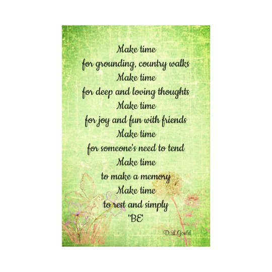Green Vintage flower fairy mindfulness poem art Canvas Print ...