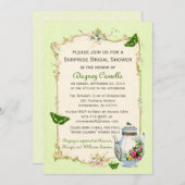 Green Vintage French Bridal Tea Party Invitation (Front/Back)