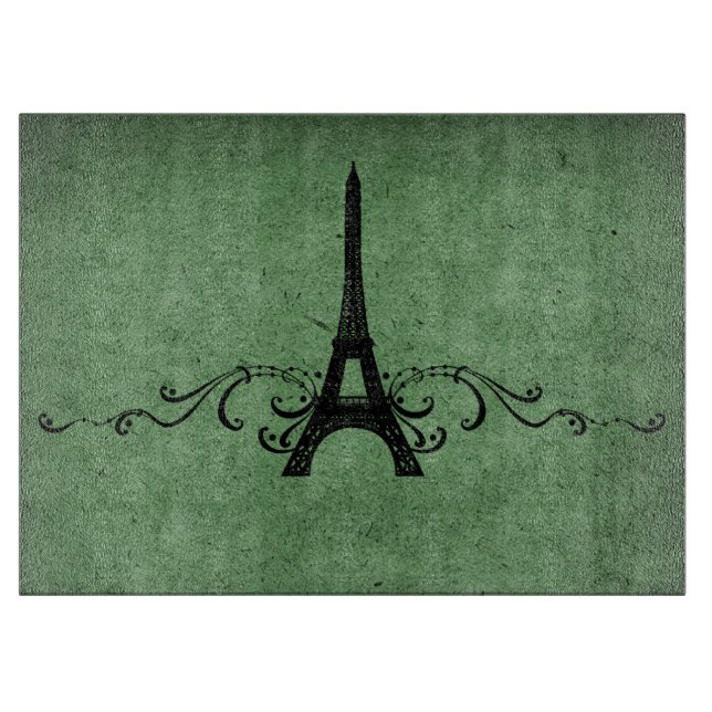 Green Vintage French Flourish Cutting Board (Front)