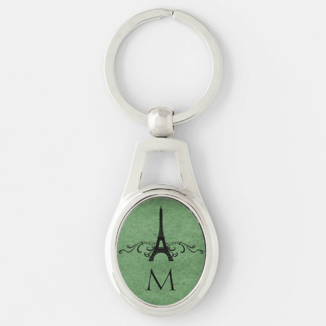 Green Vintage French Flourish Keychain (Front)