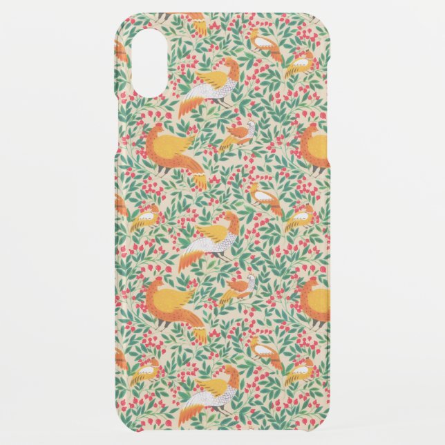 Green Vintage Garden Peacock Birds Uncommon iPhone Case (Back)