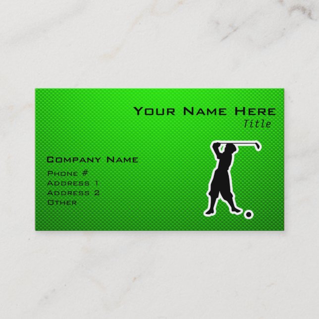 Green Vintage Golfer Business Card (Front)