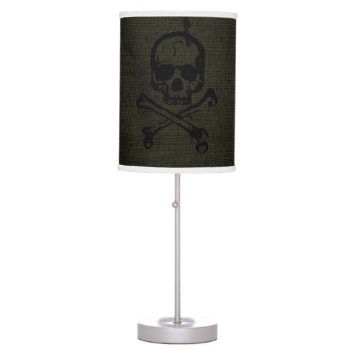Green Vintage Grunge Skull Crossbones Table Lamp