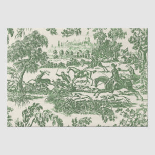 Green Vintage Hunting Horses and Hounds Tissue Paper