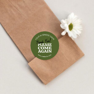 Green Vintage Inspired "Thank You Come Again!" Classic Round Sticker