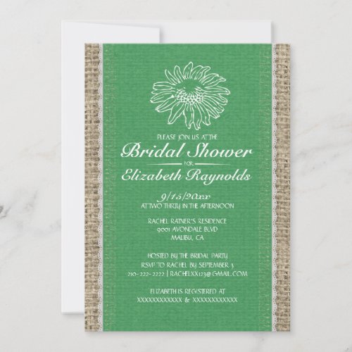 Green Vintage Lace Bridal Shower Invitations
