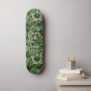 Green Vintage Marbled Paper Skateboard
