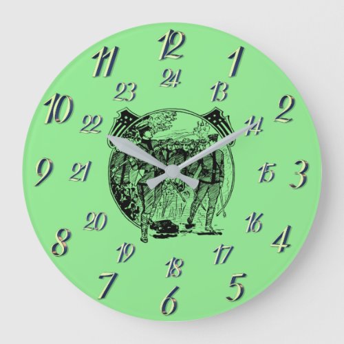 Green Vintage Military Time  Large Clock