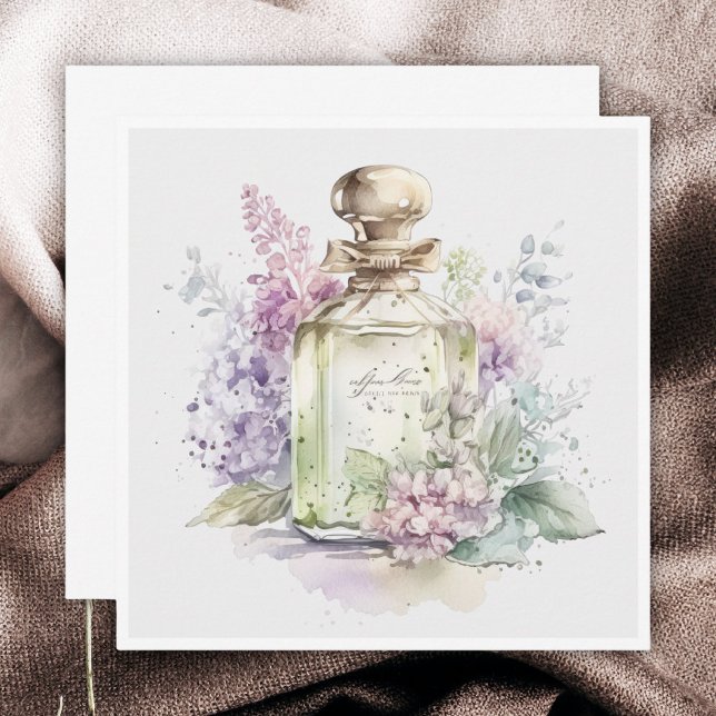 Green Vintage Perfume Bottle Flat Note Card (Creator Uploaded)