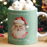 Green Vintage Retro Santa Claus Christmas Coffee Mug<br><div class="desc">Celebrate the holiday season with this personalized Green Vintage Retro Santa Claus Christmas Coffee Mug. Featuring a charming, classic Santa Claus illustration on a bright festive background, this mug brings festive cheer to your favorite hot drinks. Customize it with your name or a loved one's for an extra special touch,...</div>