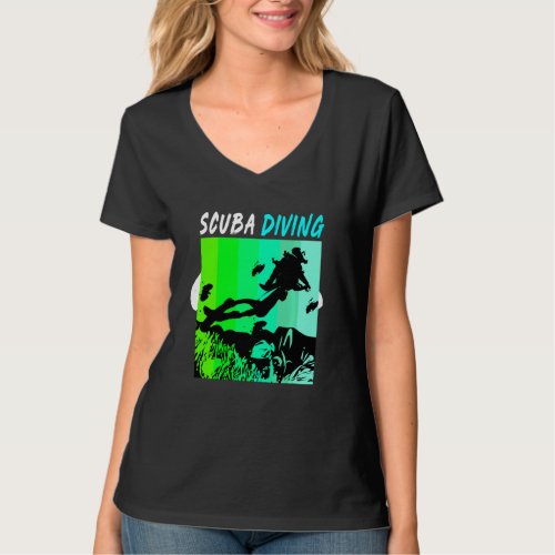 Green Vintage Retro Scuba Diving T_Shirt