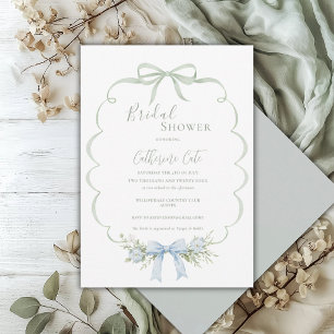 Green Vintage Ribbon Floral Bridal Shower Invitation