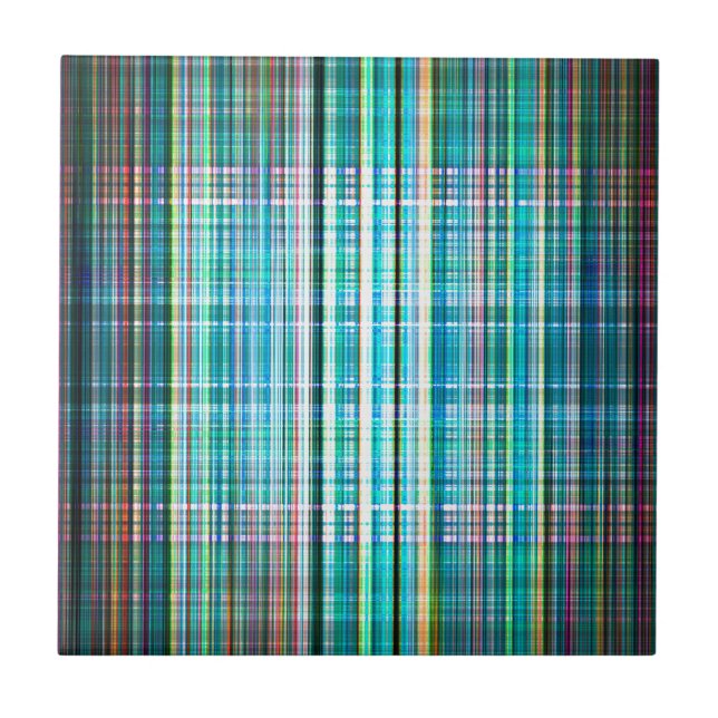 Green vintage rough stripes pattern ceramic tile (Front)