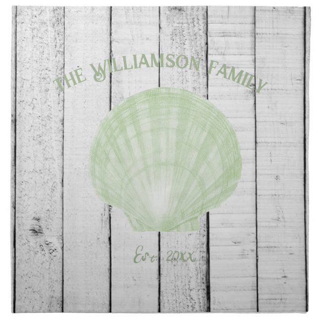 Green Vintage Scallop Shell Cloth Napkin (Front)